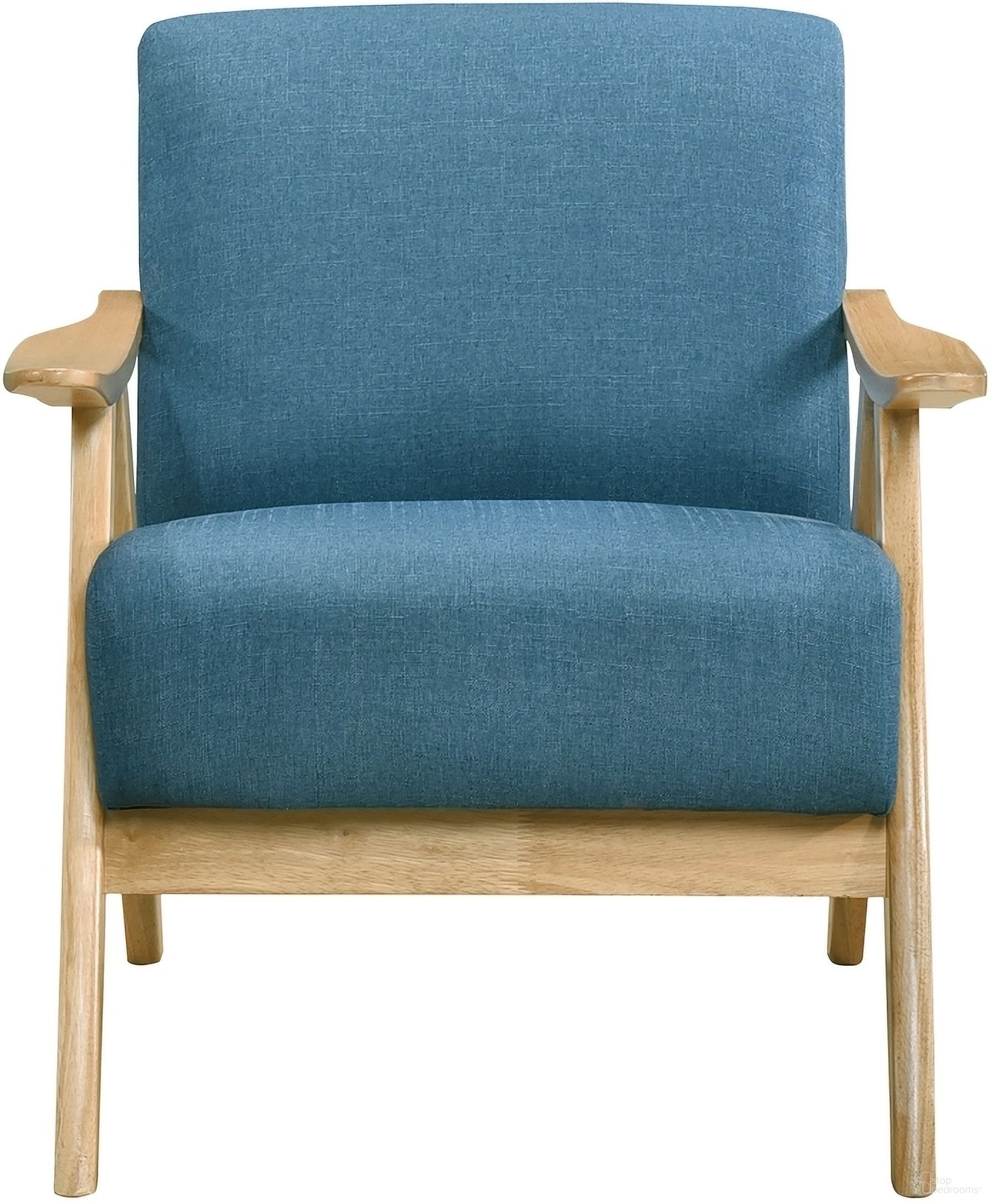 The appearance of Damala Accent Chair In Blue designed by Homelegance in the transitional interior design. This blue piece of furniture  was selected by 1StopBedrooms from Damala Collection to add a touch of cosiness and style into your home. Sku: 1138NABU-1. Material: Textured.