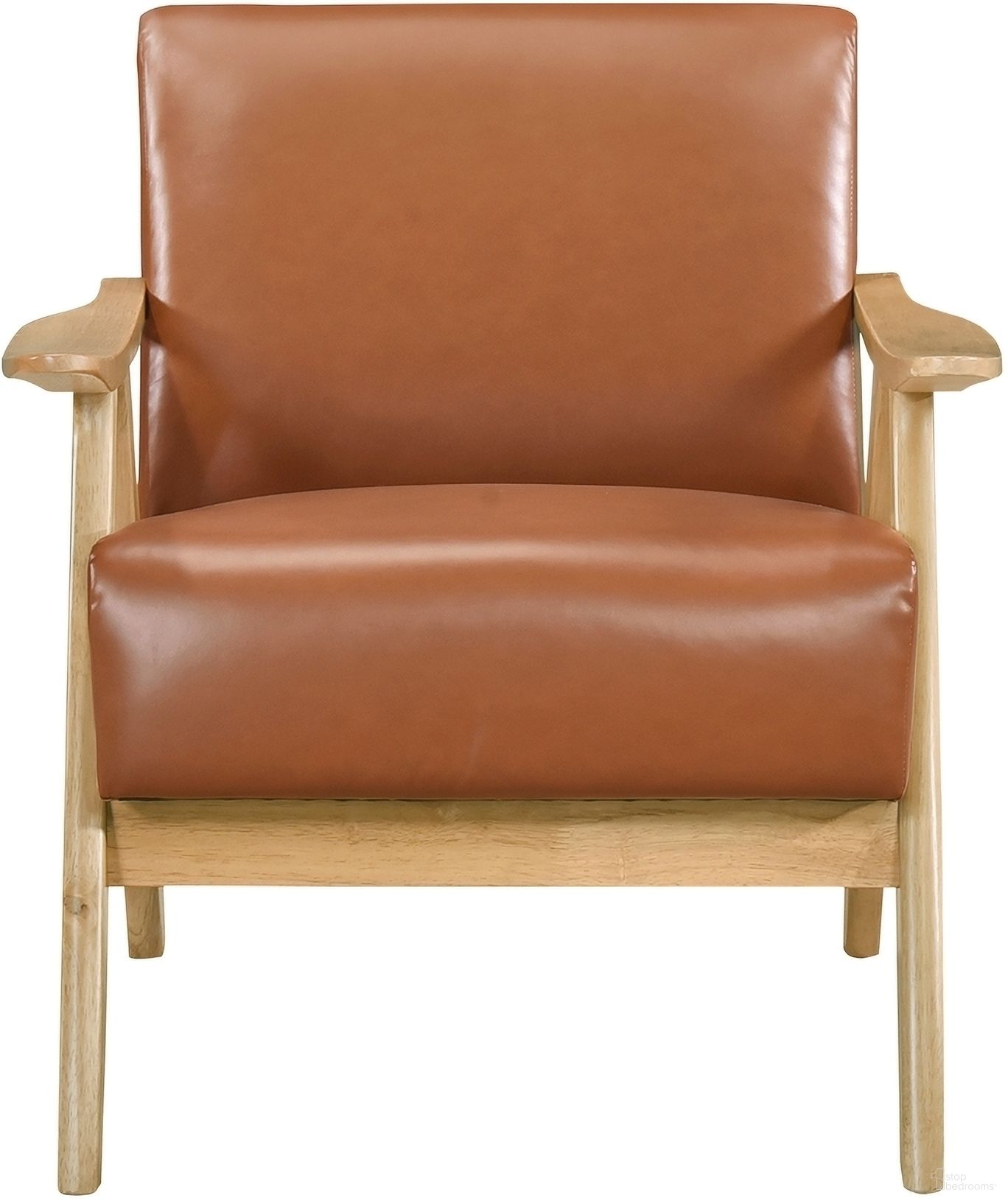 The appearance of Damala Accent Chair In Natural and Brown designed by Homelegance in the transitional interior design. This natural and brown piece of furniture  was selected by 1StopBedrooms from Damala Collection to add a touch of cosiness and style into your home. Sku: 1138NABRPU-1. Material: Faux Leather.
