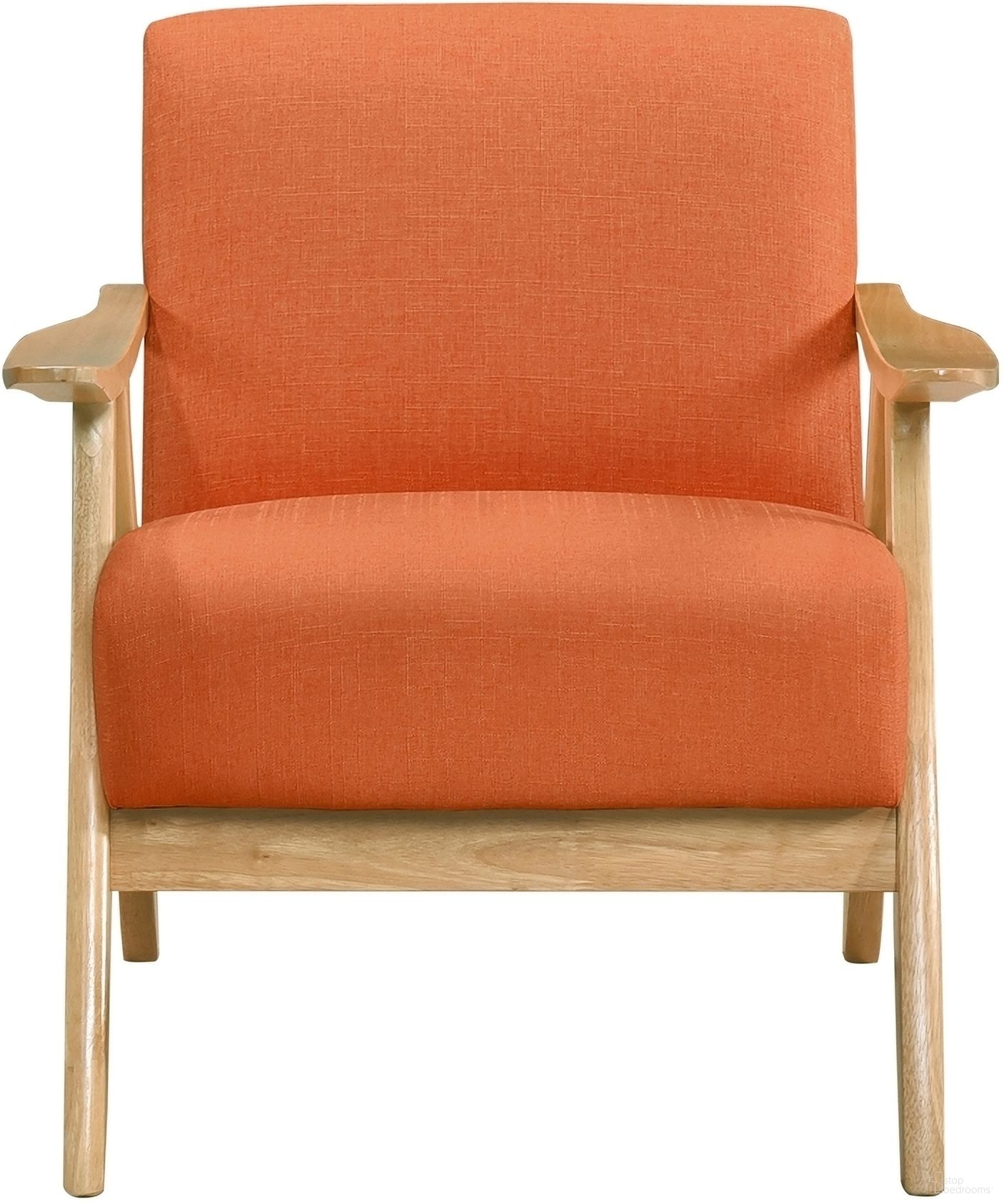 The appearance of Damala Accent Chair In Orange designed by Homelegance in the transitional interior design. This orange piece of furniture  was selected by 1StopBedrooms from Damala Collection to add a touch of cosiness and style into your home. Sku: 1138NARN-1. Material: Textured.