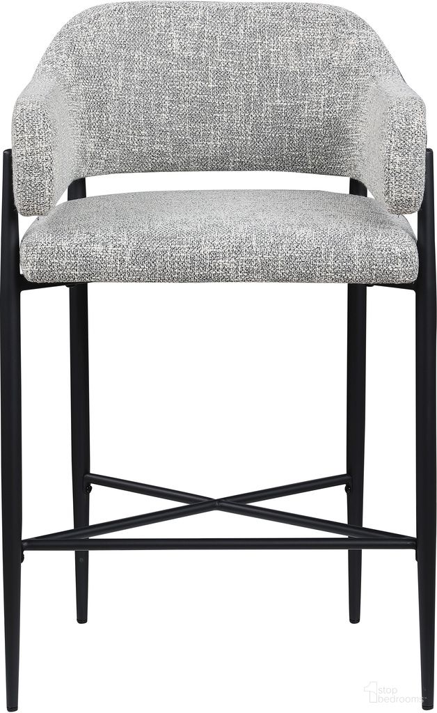 The appearance of Dame Fabric Upholstered Counter Stool Set of 2 In Grey and Matte Black designed by Meridian in the modern / contemporary interior design. This grey and matte black piece of furniture was selected by 1StopBedrooms from Dame Collection to add a touch of cosiness and style into your home. Sku: 975Grey-C. Material: Polyester.