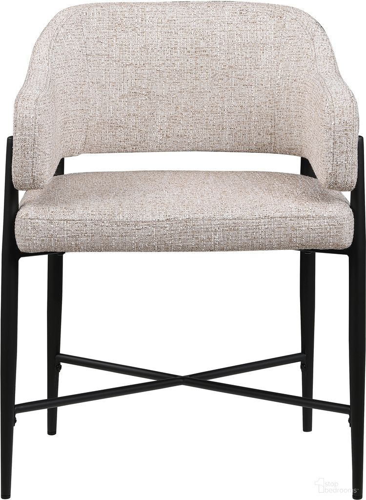 The appearance of Dame Fabric Upholstered Dining Chair Set of 2 In Beige and Matte Black designed by Meridian in the modern / contemporary interior design. This beige/matte black piece of furniture was selected by 1StopBedrooms from Dame Collection to add a touch of cosiness and style into your home. Sku: 974Beige-C. Material: Polyester. Chair Type: Arm Chair.