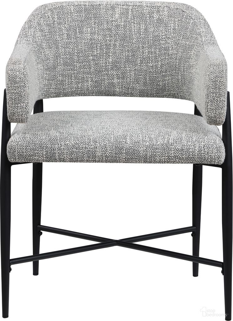 The appearance of Dame Fabric Upholstered Dining Chair Set of 2 In Grey and Matte Black designed by Meridian in the modern / contemporary interior design. This grey and matte black piece of furniture was selected by 1StopBedrooms from Dame Collection to add a touch of cosiness and style into your home. Sku: 974Grey-C. Material: Polyester. Chair Type: Arm Chair.