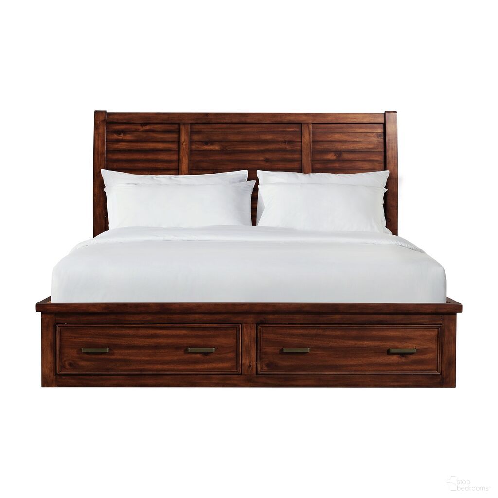 The appearance of Damen King Storage Bed In Rich Cherry designed by Picket House in the transitional interior design. This rich cherry piece of furniture was selected by 1StopBedrooms from Damen Collection to add a touch of cosiness and style into your home. Sku: SV600KH;SV600KF;SV600QKR. Bed Type: Storage Bed. Bed Size: King. Material: Rubberwood.