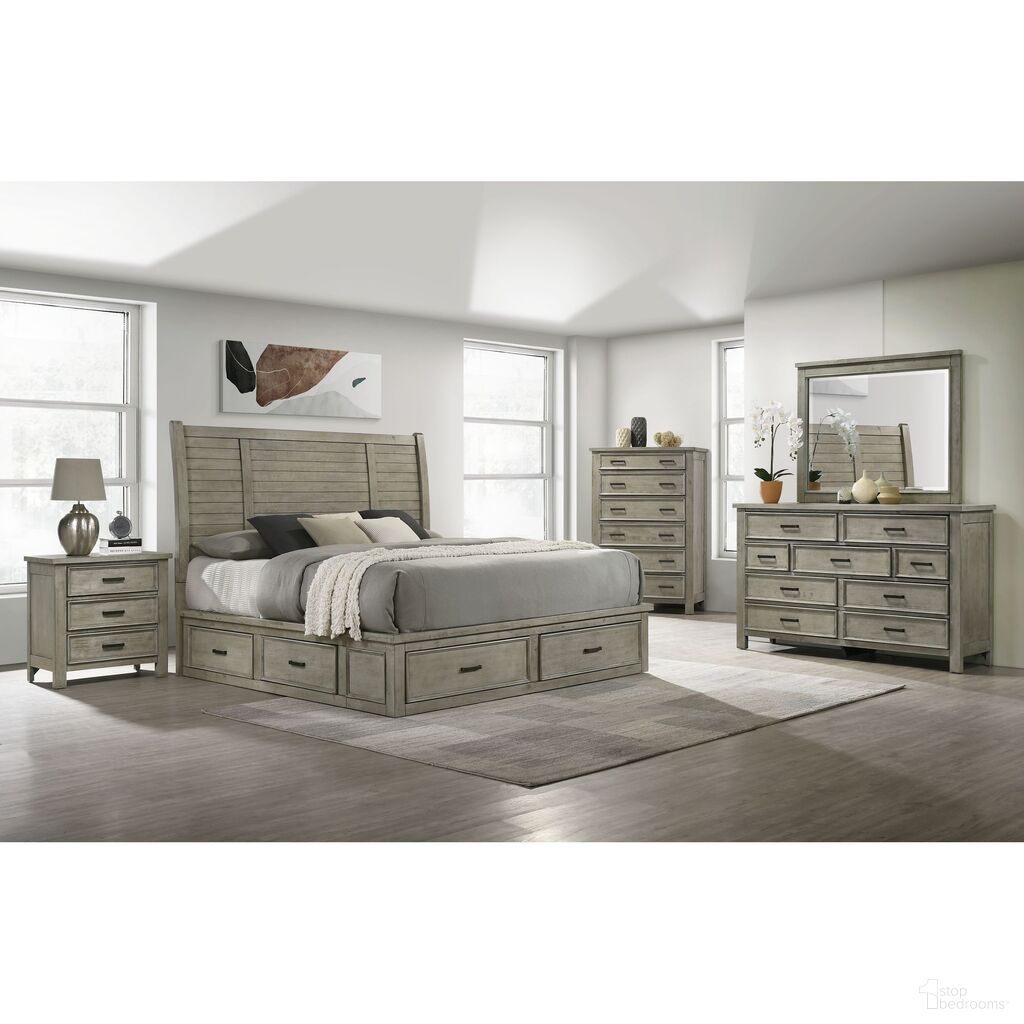 The appearance of Damen Storage Bedroom Set In Drift Grey designed by Picket House in the transitional interior design. This drift grey piece of furniture was selected by 1StopBedrooms from Damen Collection to add a touch of cosiness and style into your home. Sku: SV300QH;SV300QF;SV300QKR;SV300NS. Bed Size: King. Material: Rubberwood.