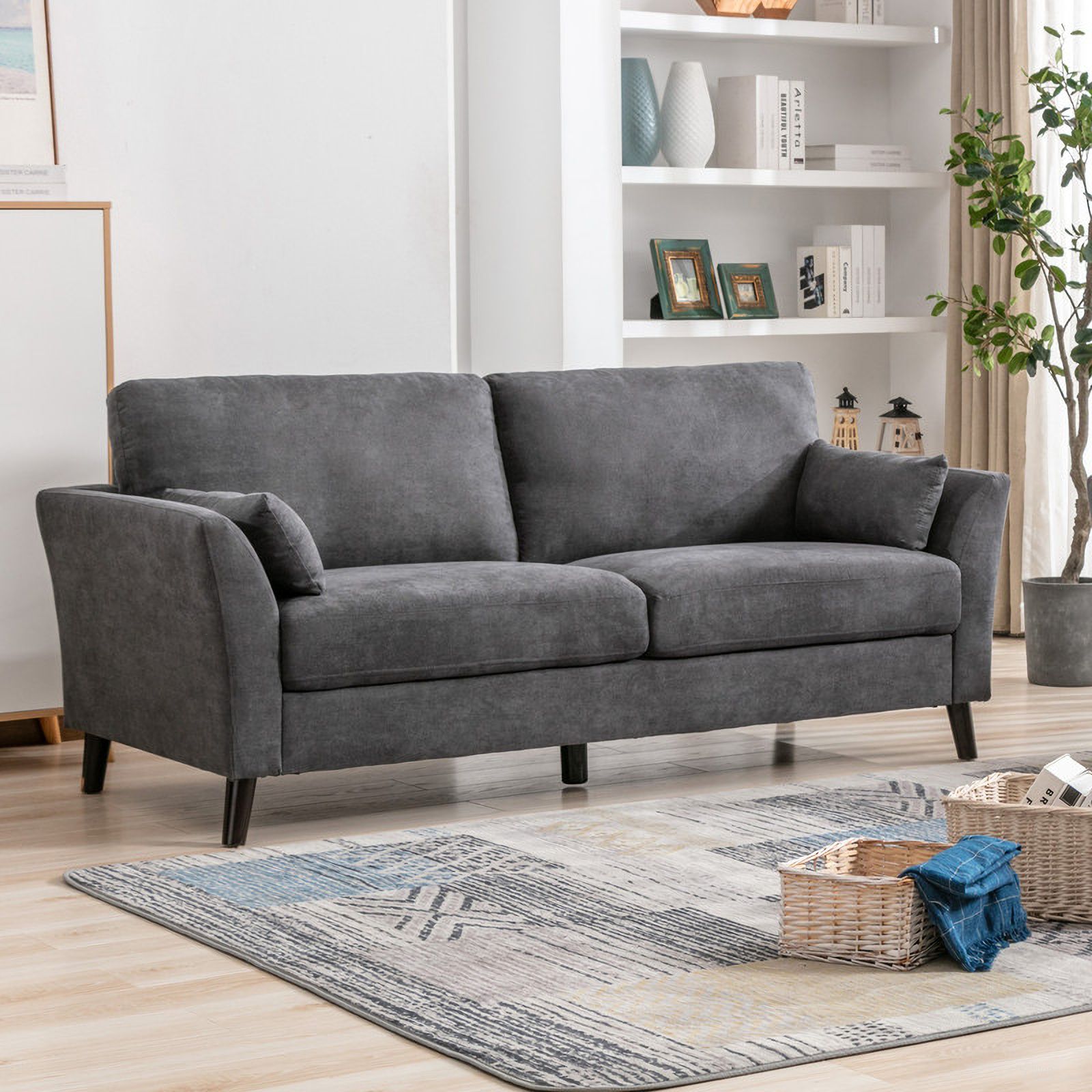 The appearance of Damian Gray Velvet Fabric Sofa designed by Lilola Home in the modern / contemporary interior design. This gray piece of furniture was selected by 1StopBedrooms from Damian Collection to add a touch of cosiness and style into your home. Sku: 89728-S1;89728-S2. Material: Velvet.