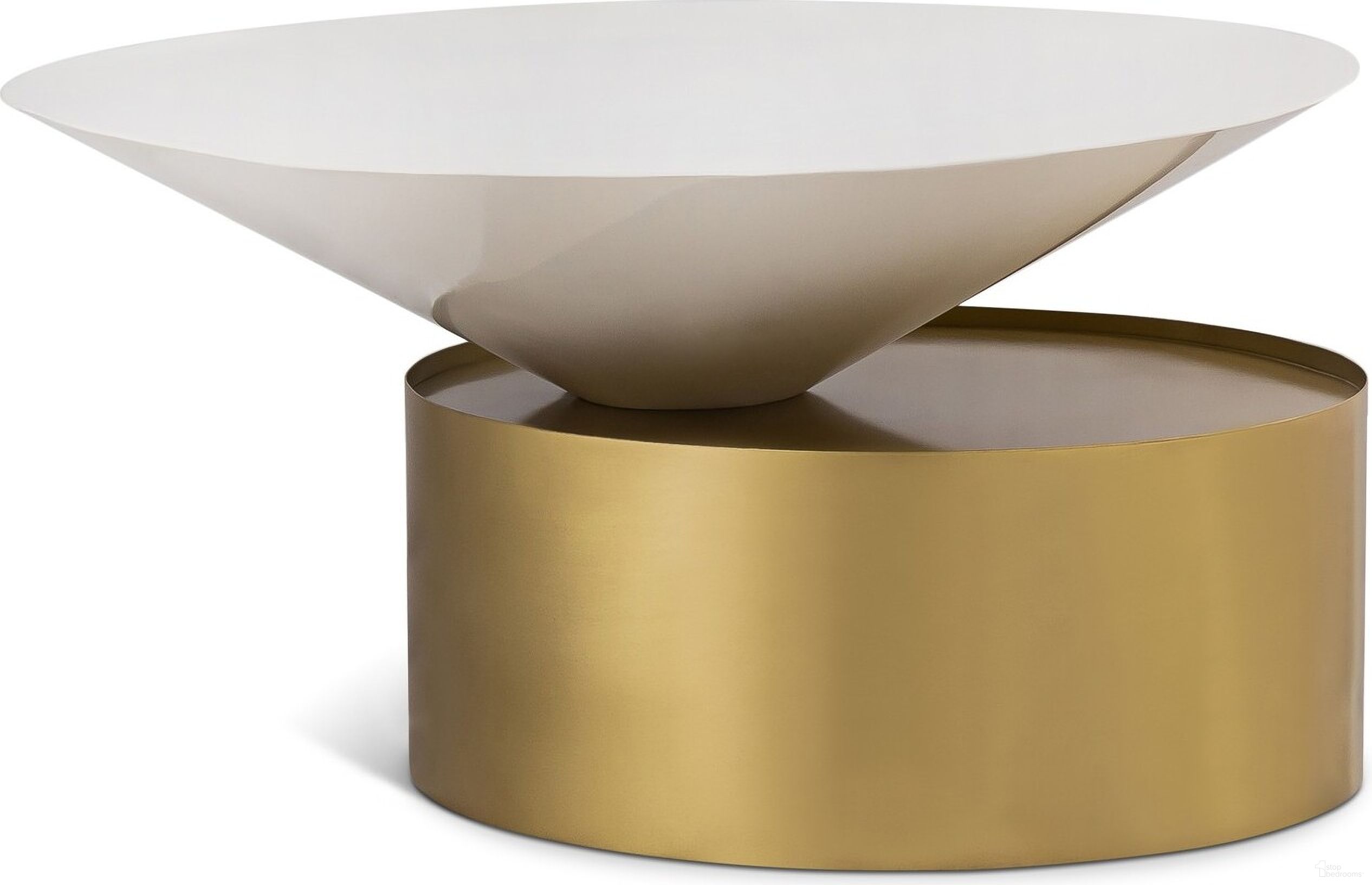 The appearance of Damon Coffee Table In White/Brushed Brass designed by Meridian in the modern / contemporary interior design. This white piece of furniture  was selected by 1StopBedrooms from Damon Collection to add a touch of cosiness and style into your home. Sku: 268-C. Material: Iron.