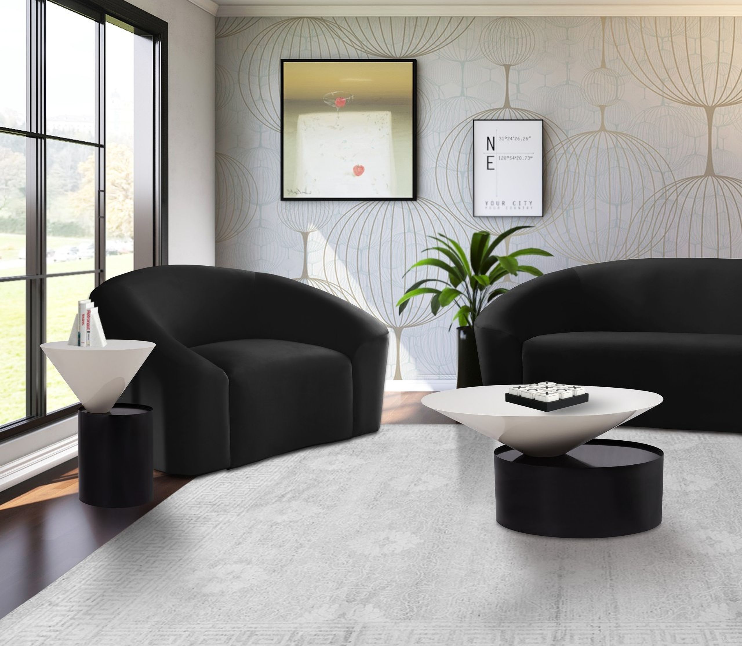 The appearance of Damon Occasional Table Set In White/Black designed by Meridian in the modern / contemporary interior design. This white piece of furniture  was selected by 1StopBedrooms from Damon Collection to add a touch of cosiness and style into your home. Sku: 266-C;266-E. Material: Iron.