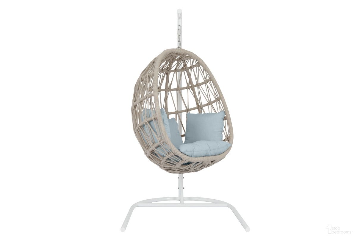The appearance of Dana Rope Hanging Club Chair in Canvas Skyline designed by Sunset West in the transitional interior design. This canvas skyline piece of furniture  was selected by 1StopBedrooms from Dana Collection to add a touch of cosiness and style into your home. Sku: SW4301-HC-14091. Material: Olefin Rope.