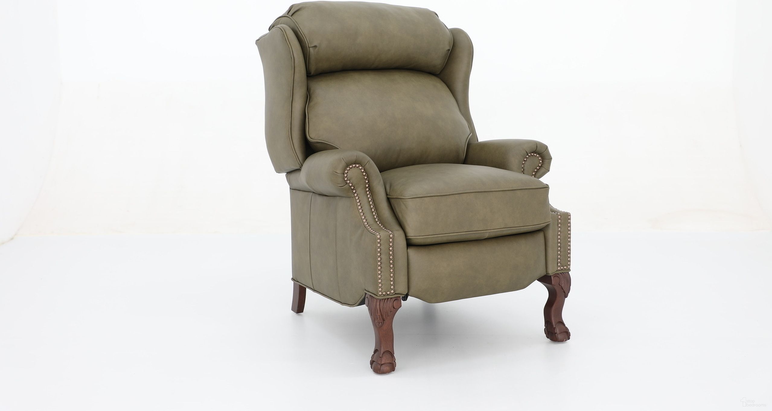 The appearance of Danbury Push Thru The Arms Recliner In Olive designed by BarcaLounger in the traditional interior design. This olive piece of furniture  was selected by 1StopBedrooms from Danbury Collection to add a touch of cosiness and style into your home. Sku: 74199531038. Material: Leather.