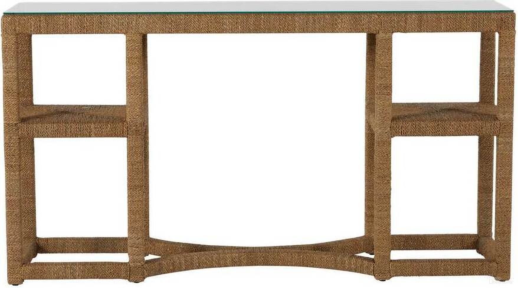 The appearance of Dandridge Console Table In Natural Seagrass and Tempered Glass designed by Gabby in the transitional interior design. This natural seagrass/tempered glass piece of furniture was selected by 1StopBedrooms from Dandridge Collection to add a touch of cosiness and style into your home. Sku: SCH-166135. Material: Seagrass.