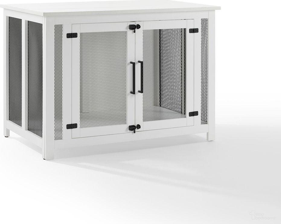 The appearance of Dane Credenza Dog Crate In White designed by Crosley Brands in the modern / contemporary interior design. This white piece of furniture  was selected by 1StopBedrooms from Dane Collection to add a touch of cosiness and style into your home. Sku: CF4504-WH. Material: MDF.