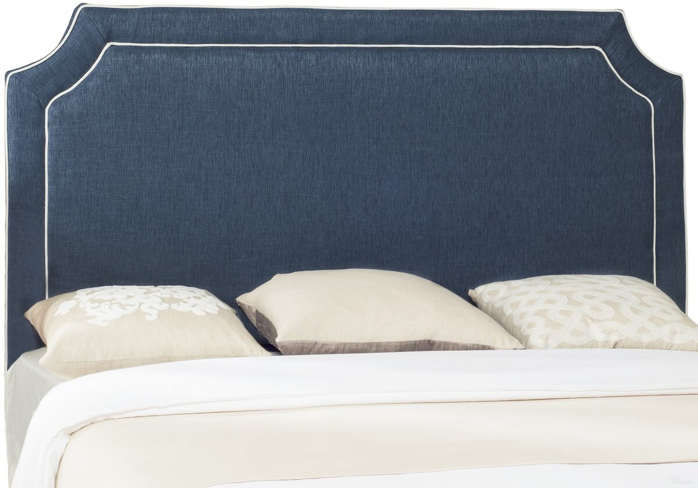 Dane Denim Blue and White Piping Twin Headboard