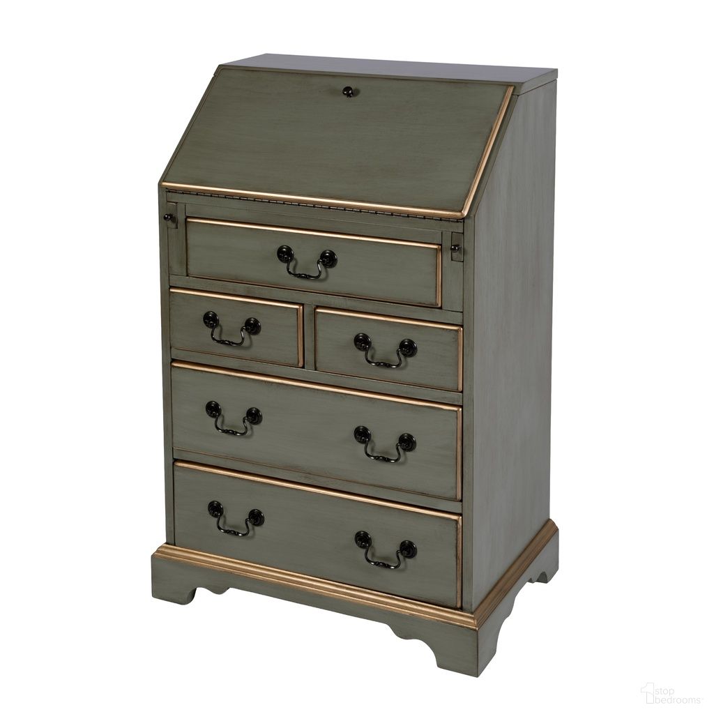 The appearance of Danforth Rectangular Wood 5 Drawer Secretary In Pastel Green designed by Butler Specialty Company in the traditional interior design. This pastel green piece of furniture was selected by 1StopBedrooms from Danforth Collection to add a touch of cosiness and style into your home. Sku: 2118482. Material: Solid Rubberwood.