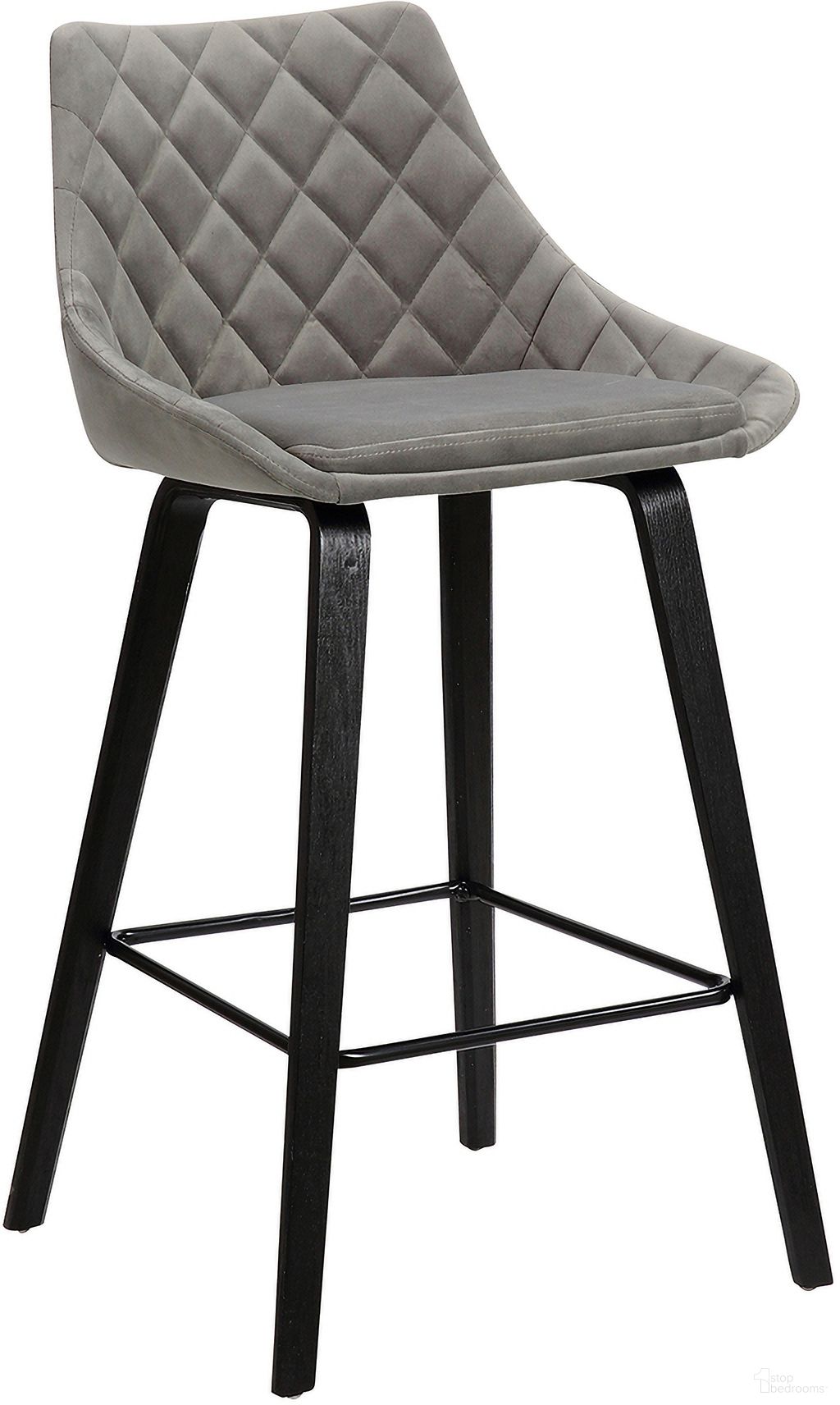 Dani 26 Inch Gray Velvet Barstool In Black Brushed Wood Finish