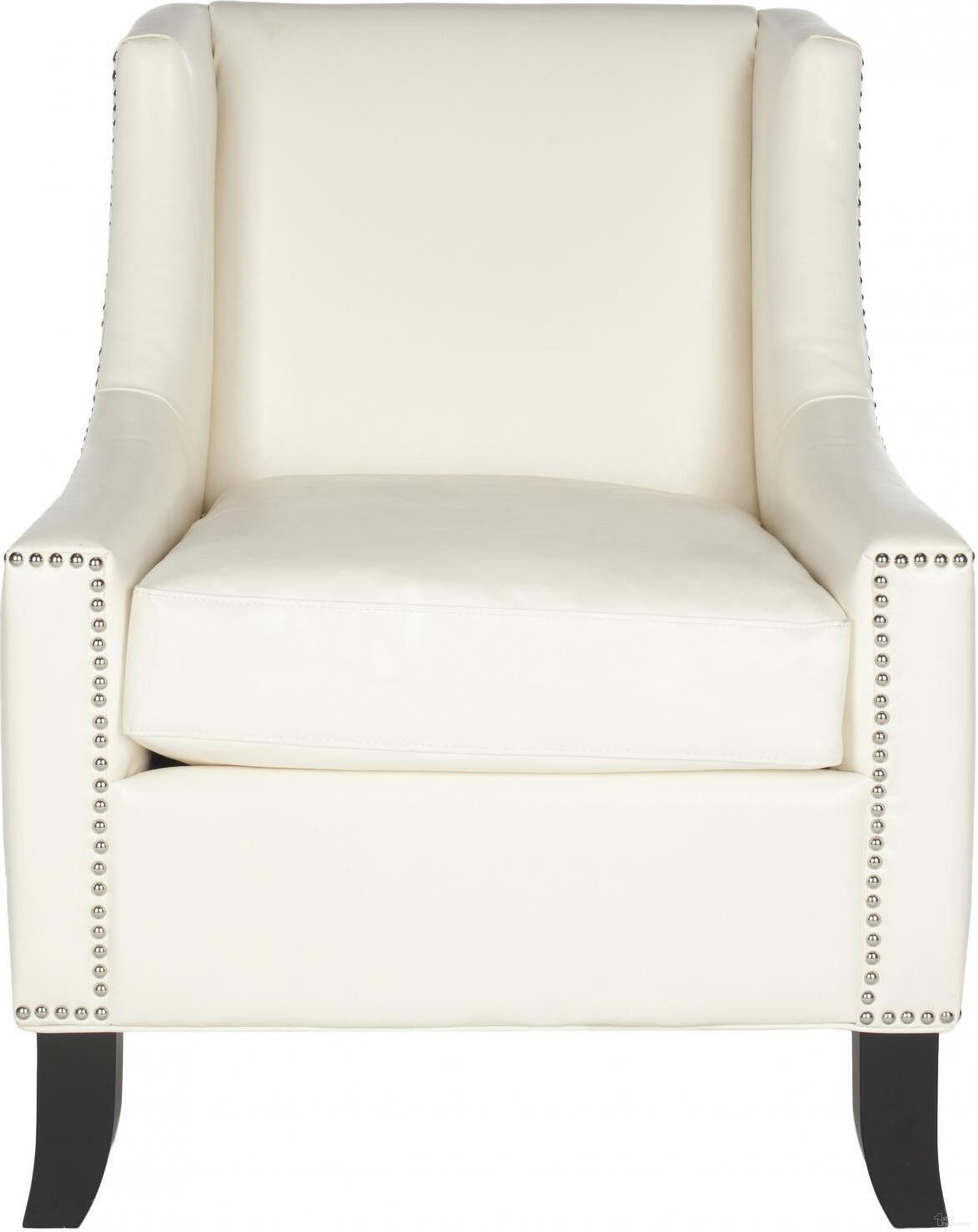 Daniel Club Chair with Silver Nail Heads in Off White