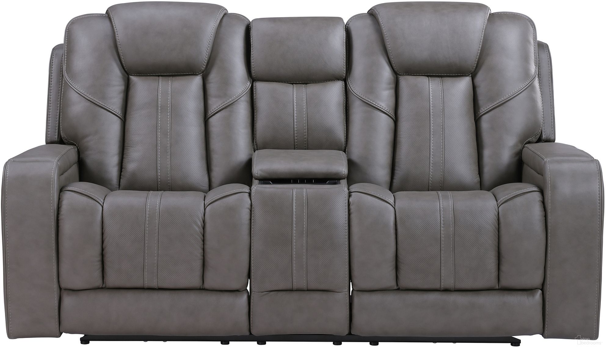 The appearance of Daniel Triple Power Leather Theater Loveseat In Gray designed by Steve Silver in the modern / contemporary interior design. This gray piece of furniture was selected by 1StopBedrooms from Daniel Collection to add a touch of cosiness and style into your home. Sku: DAE800L. Material: Genuine Leather.