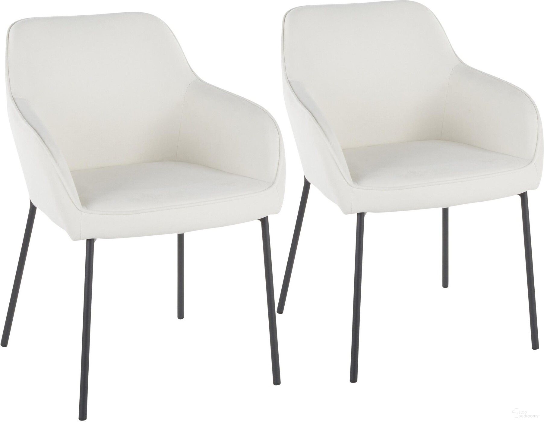 The appearance of Daniella Contemporary Dining Chair In Black Metal And Cream Fabric - Set Of 2 designed by Lumisource in the modern / contemporary interior design. This black piece of furniture was selected by 1StopBedrooms from Daniella Collection to add a touch of cosiness and style into your home. Sku: DC-DANIELLA BKCR2. Material: Fabric. Chair Type: Arm Chair.