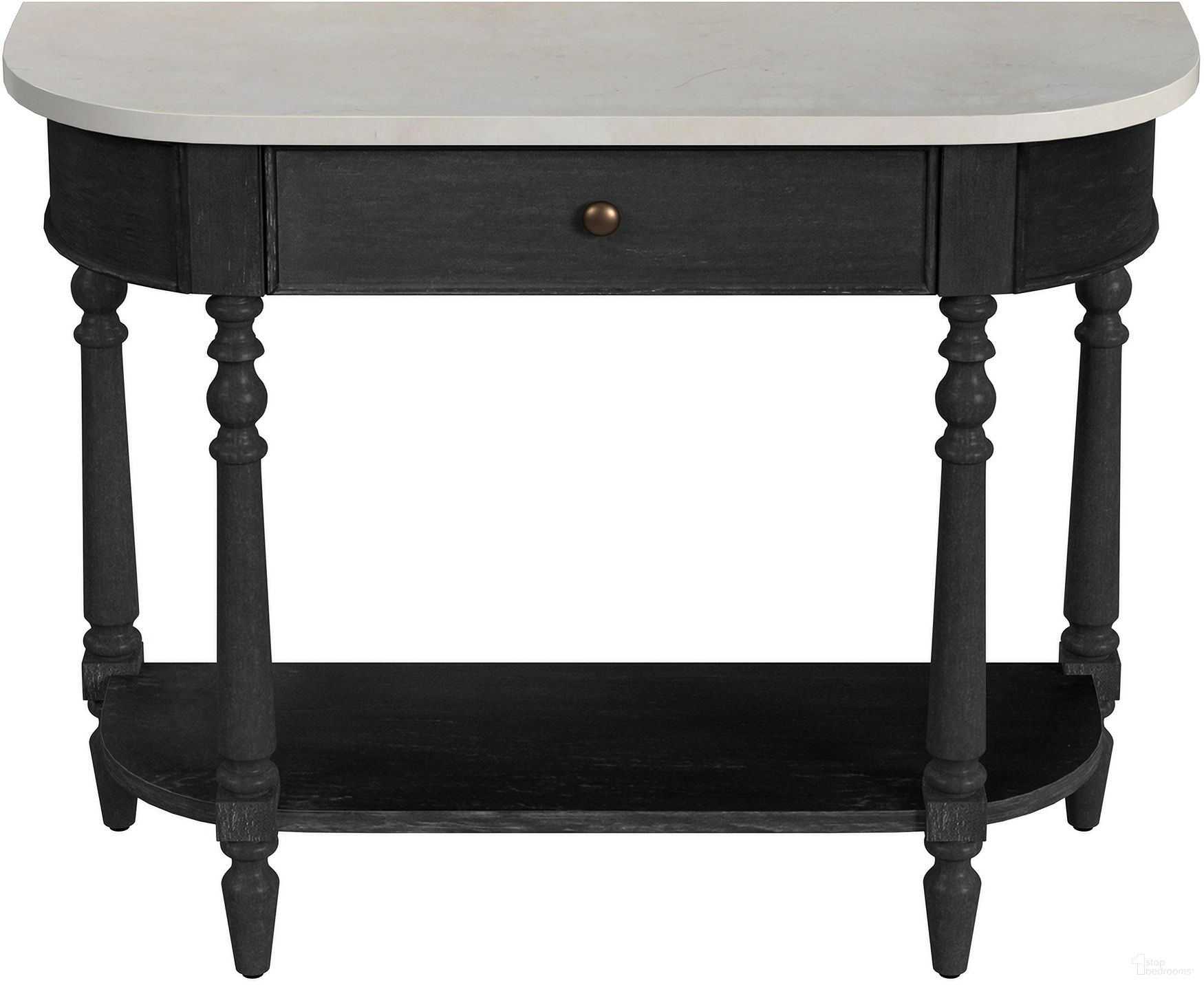 Danielle Marble 40 Inch One-Drawer Console Table In Black