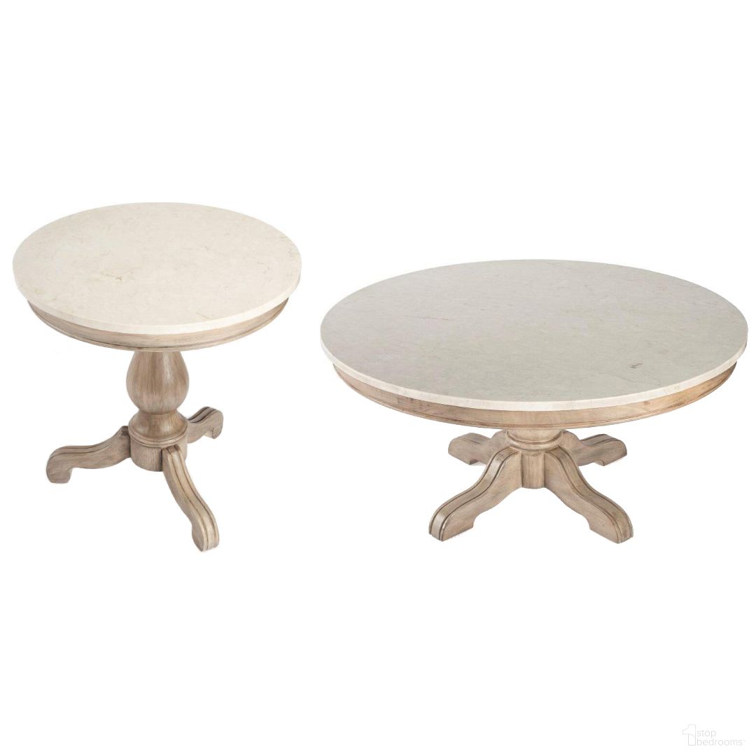 Danielle Marble Occasional Table Set In Light Brown