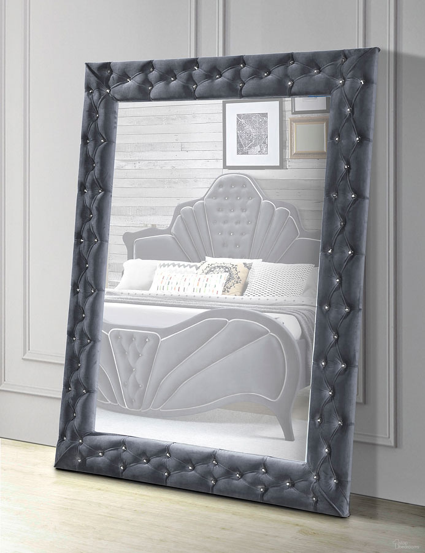 The appearance of Dante Accent Floor Mirror (Gray) designed by ACME in the glam interior design. This gray piece of furniture  was selected by 1StopBedrooms from Dante Collection to add a touch of cosiness and style into your home. Sku: 24237. Material: Wood.