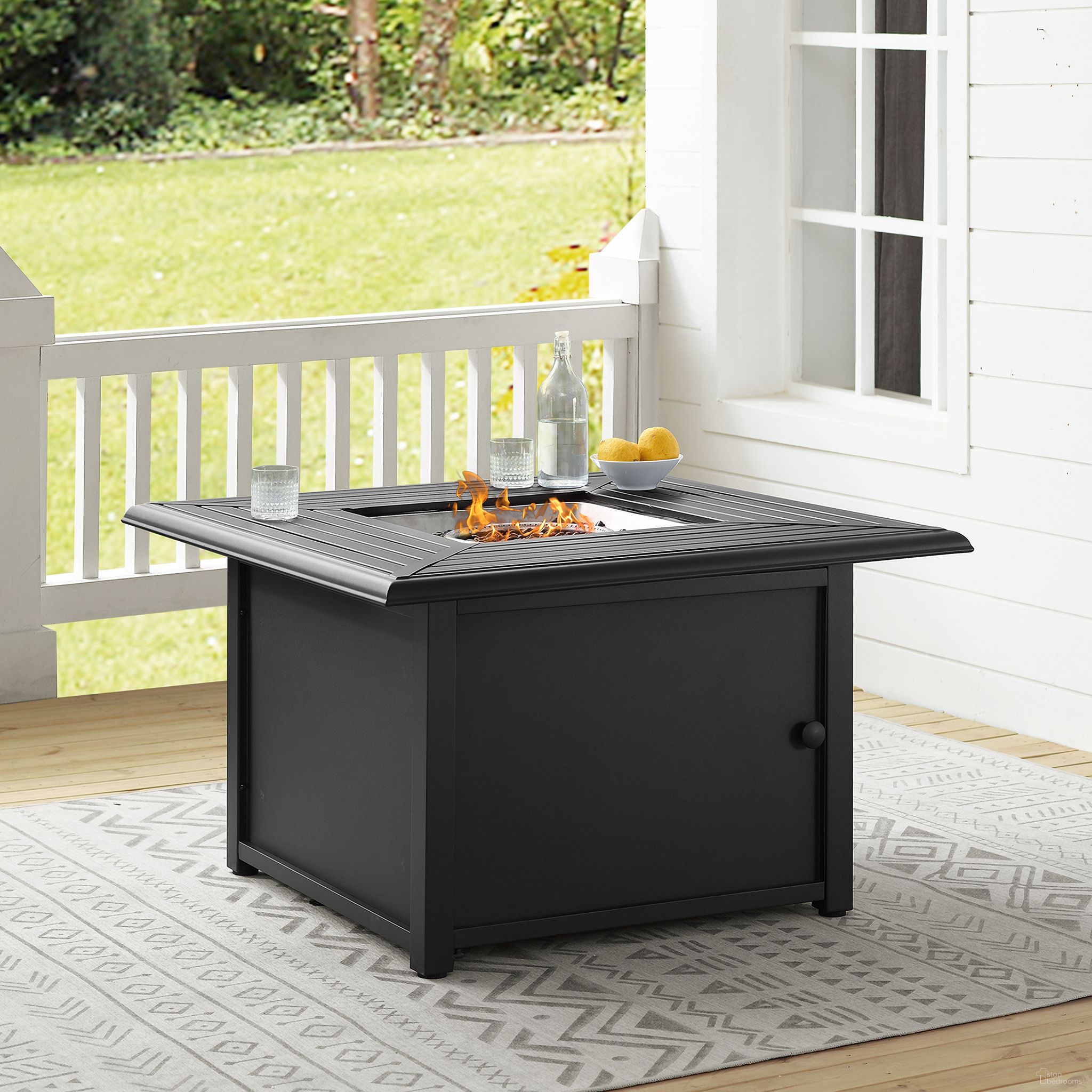 Dante Outdoor Fire Pit Table In Black by Crosley Brands 1StopBedrooms