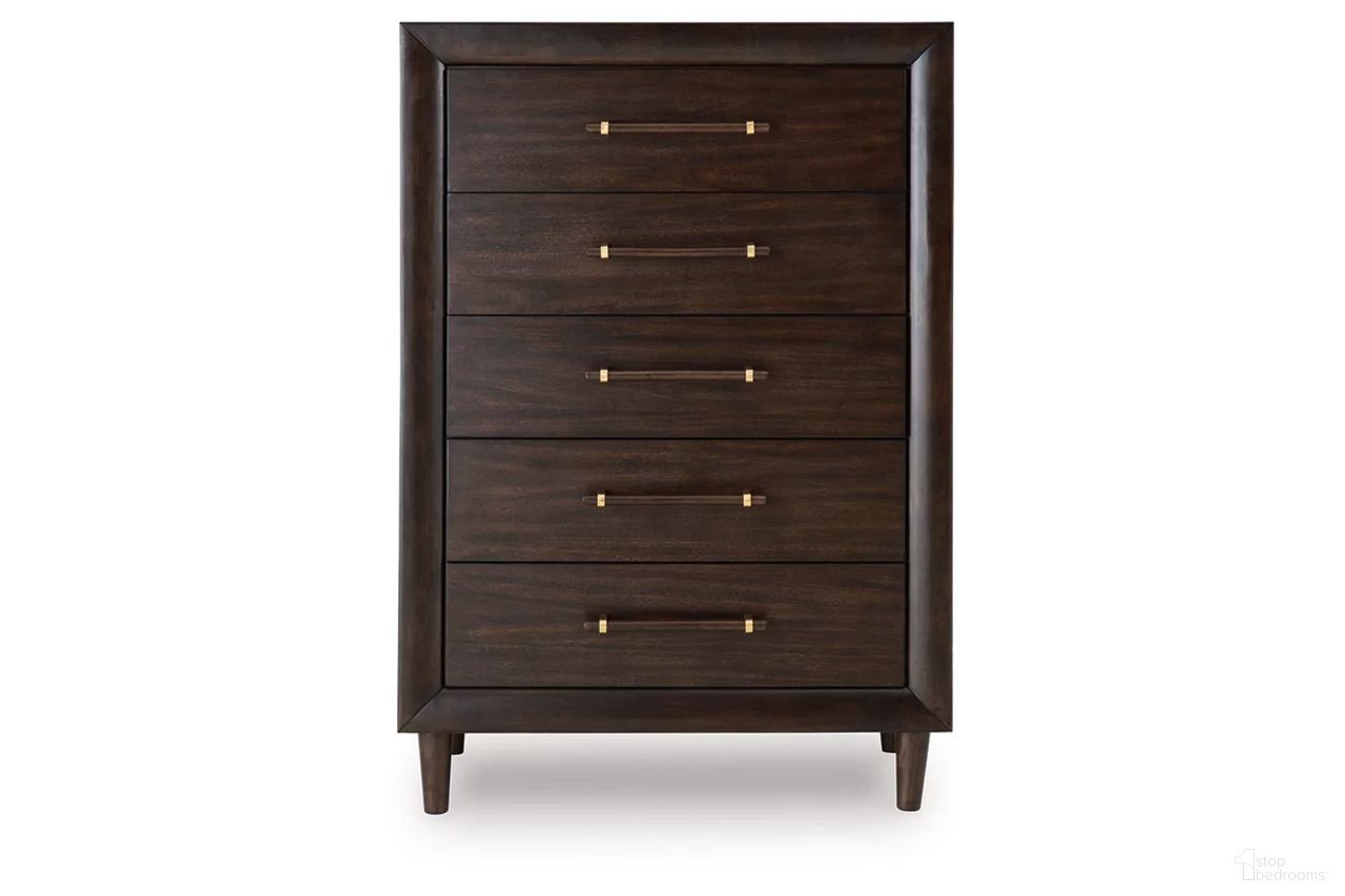 The appearance of Dantenton Chest of Drawers In Merlot designed by Signature Design by Ashley in the transitional interior design. This merlot piece of furniture was selected by 1StopBedrooms from Dantenton Collection to add a touch of cosiness and style into your home. Sku: B611-46. Material: Wood.