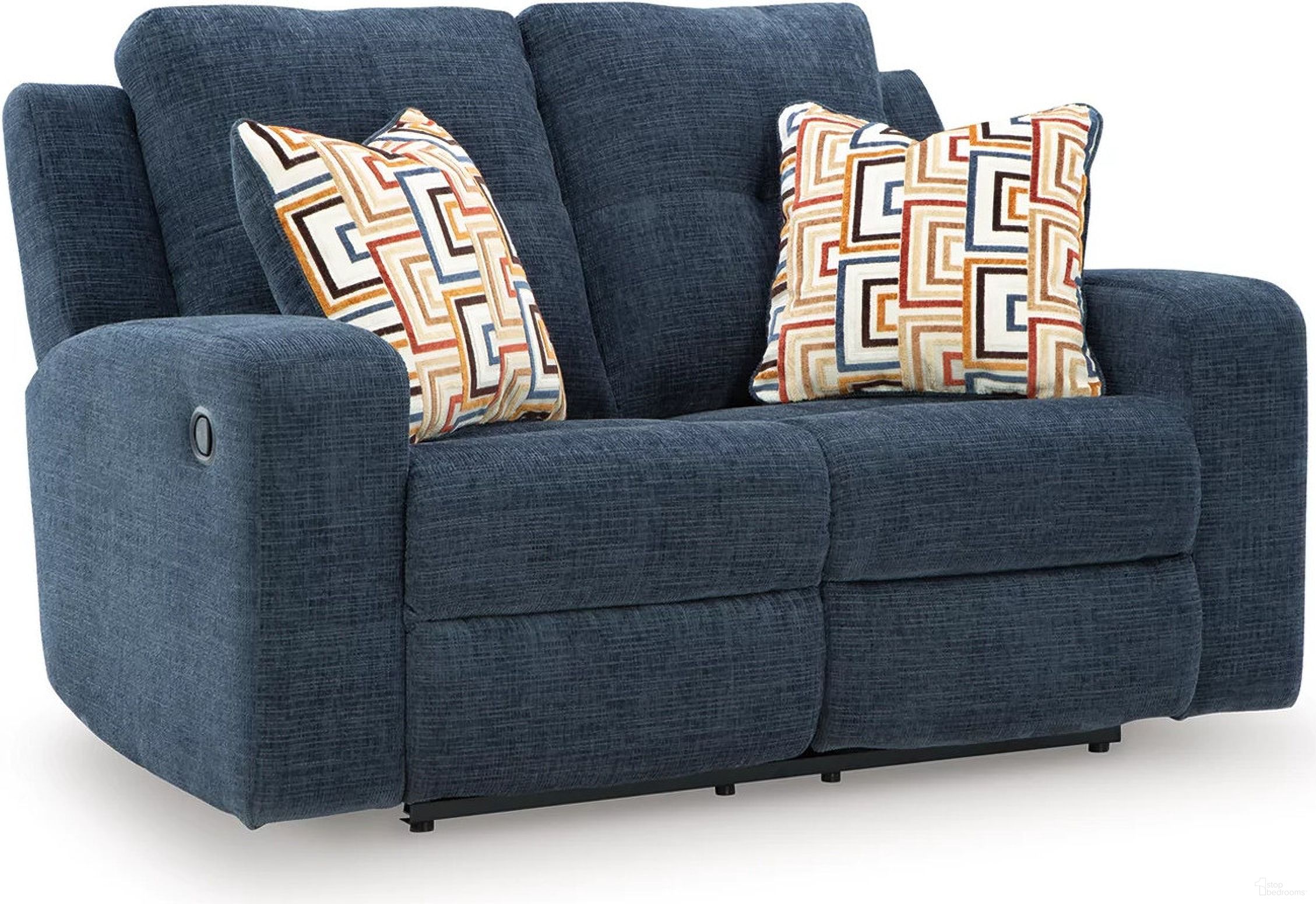 The appearance of Danum Reclining Loveseat In Ink designed by Signature Design by Ashley in the modern / contemporary interior design. This ink piece of furniture was selected by 1StopBedrooms from Danum Collection to add a touch of cosiness and style into your home. Sku: 3880686. Material: Fabric.
