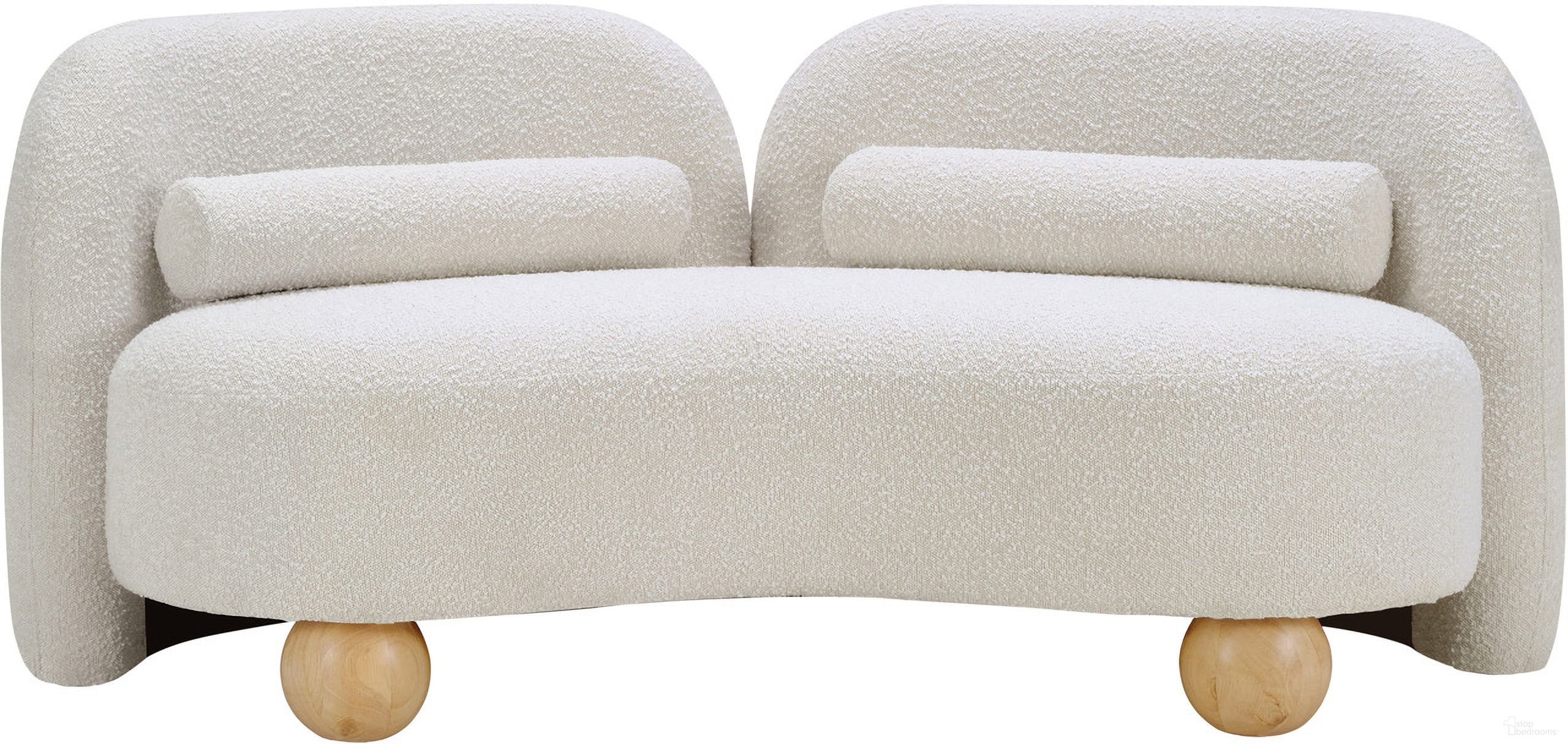 The appearance of Daphne Boucle Fabric Loveseat In Natural and Cream and Black designed by Meridian in the modern / contemporary interior design. This natural/cream/black piece of furniture was selected by 1StopBedrooms from Daphne Collection to add a touch of cosiness and style into your home. Sku: 44003Cream-L. Material: Boucle.