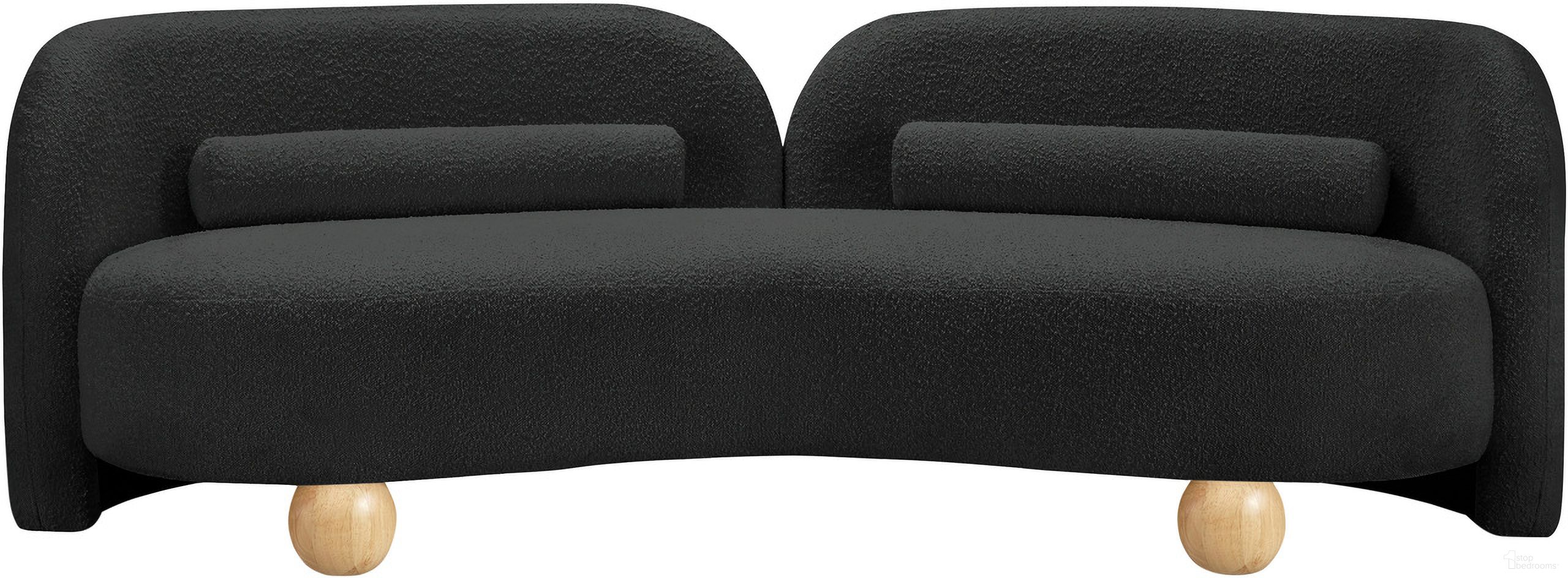 The appearance of Daphne Boucle Fabric Sofa In Black and Natural designed by Meridian in the modern / contemporary interior design. This black and natural piece of furniture  was selected by 1StopBedrooms from Daphne Collection to add a touch of cosiness and style into your home. Sku: 44003Black-S. Material: Boucle.