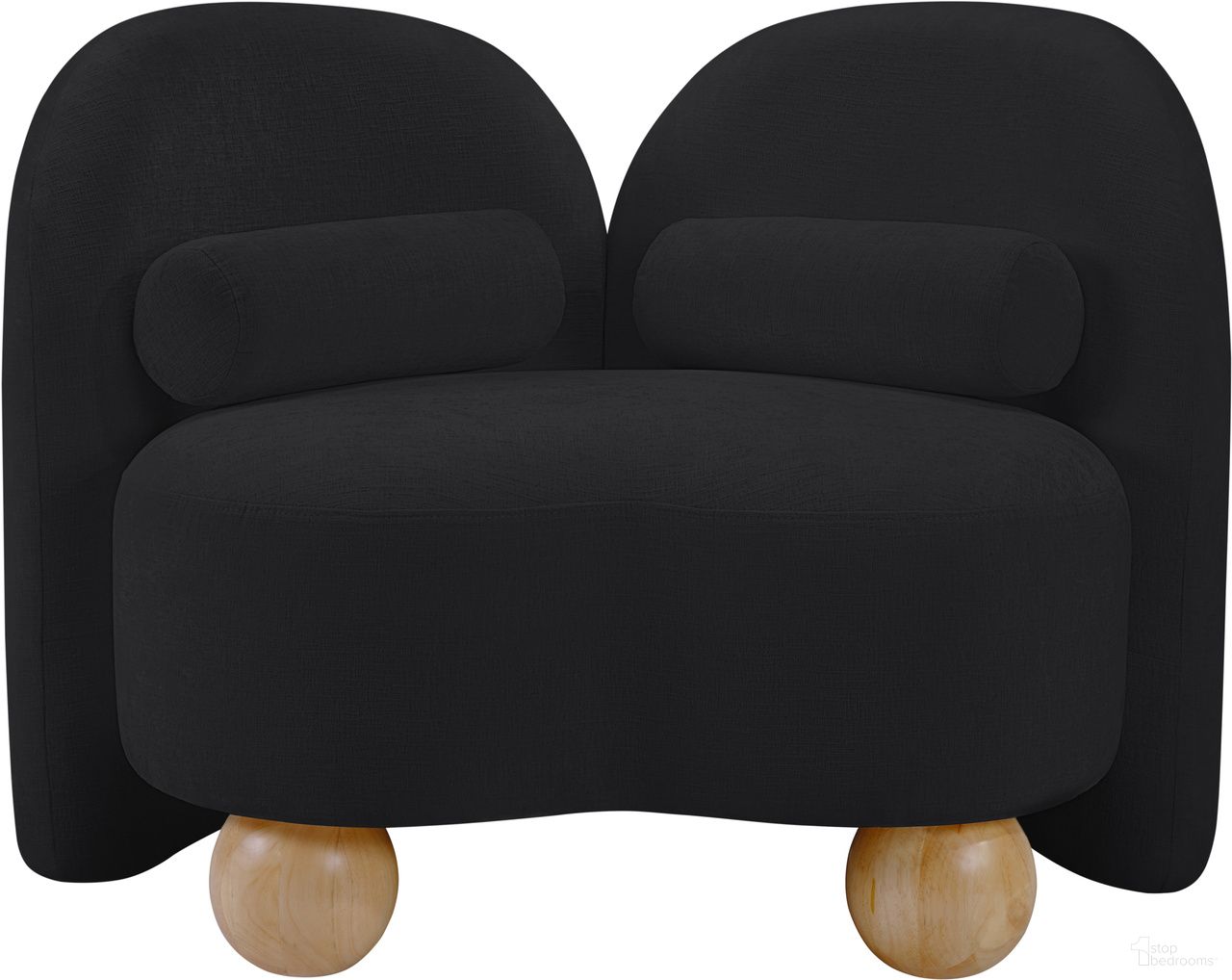 Daphne Chenille Fabric Chair In Black and Natural