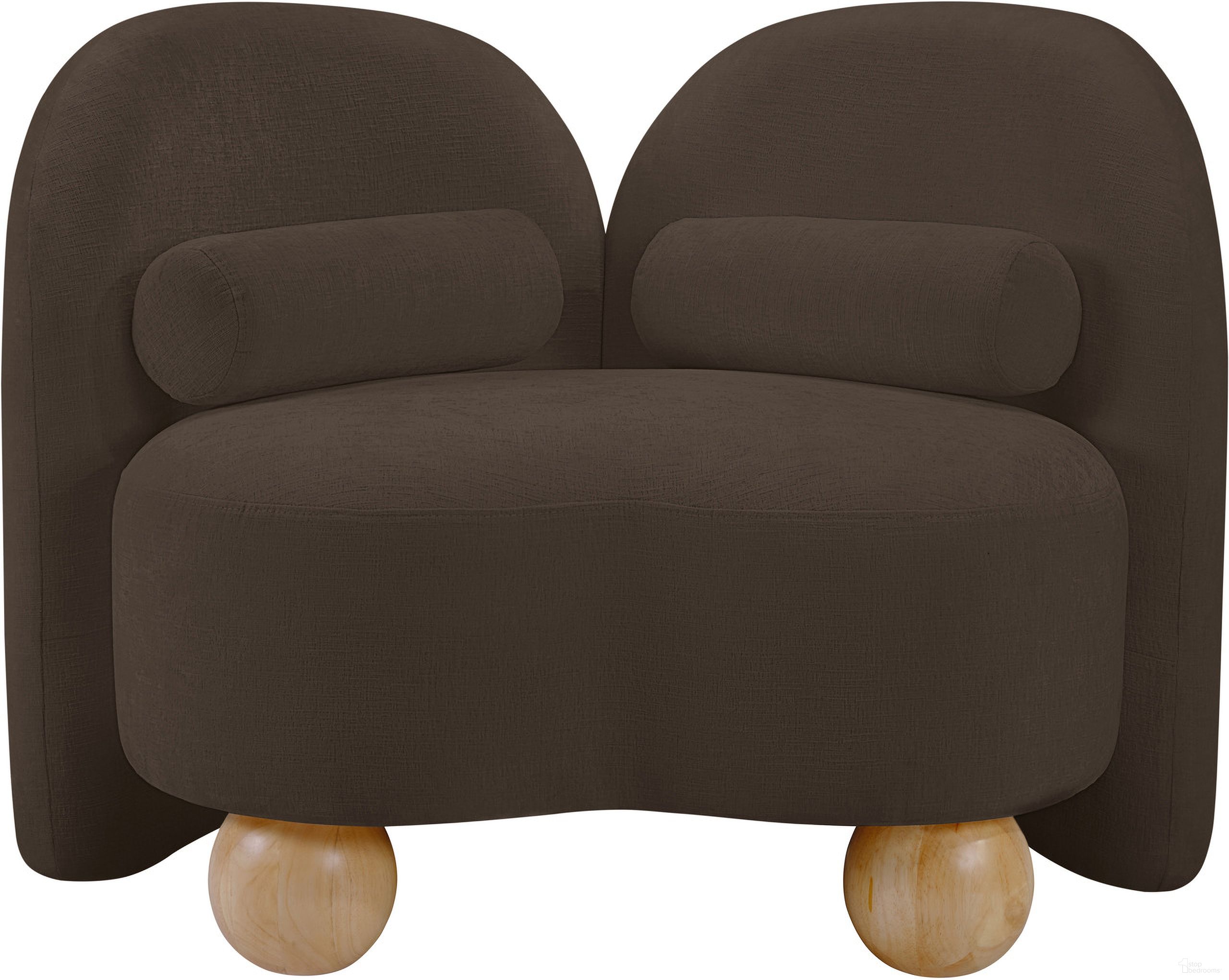 The appearance of Daphne Chenille Fabric Chair In Natural Brown and Black designed by Meridian in the modern / contemporary interior design. This natural brown and black piece of furniture was selected by 1StopBedrooms from Daphne Collection to add a touch of cosiness and style into your home. Sku: 44001Brown-C. Material: Chenille.