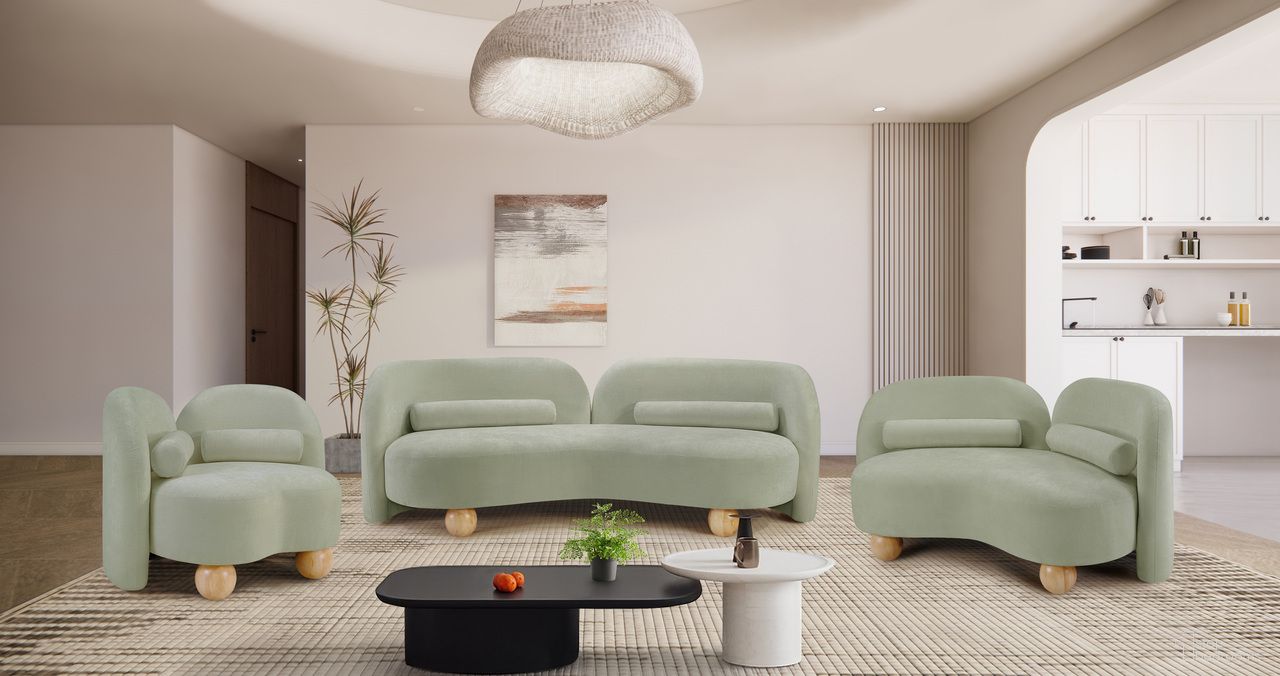 The appearance of Daphne Chenille Fabric Living Room Set In Mint and Black designed by Meridian in the modern / contemporary interior design. This mint and black piece of furniture was selected by 1StopBedrooms from Daphne Collection to add a touch of cosiness and style into your home. Sku: 44001Mint-S;44001Mint-L. Material: Chenille.
