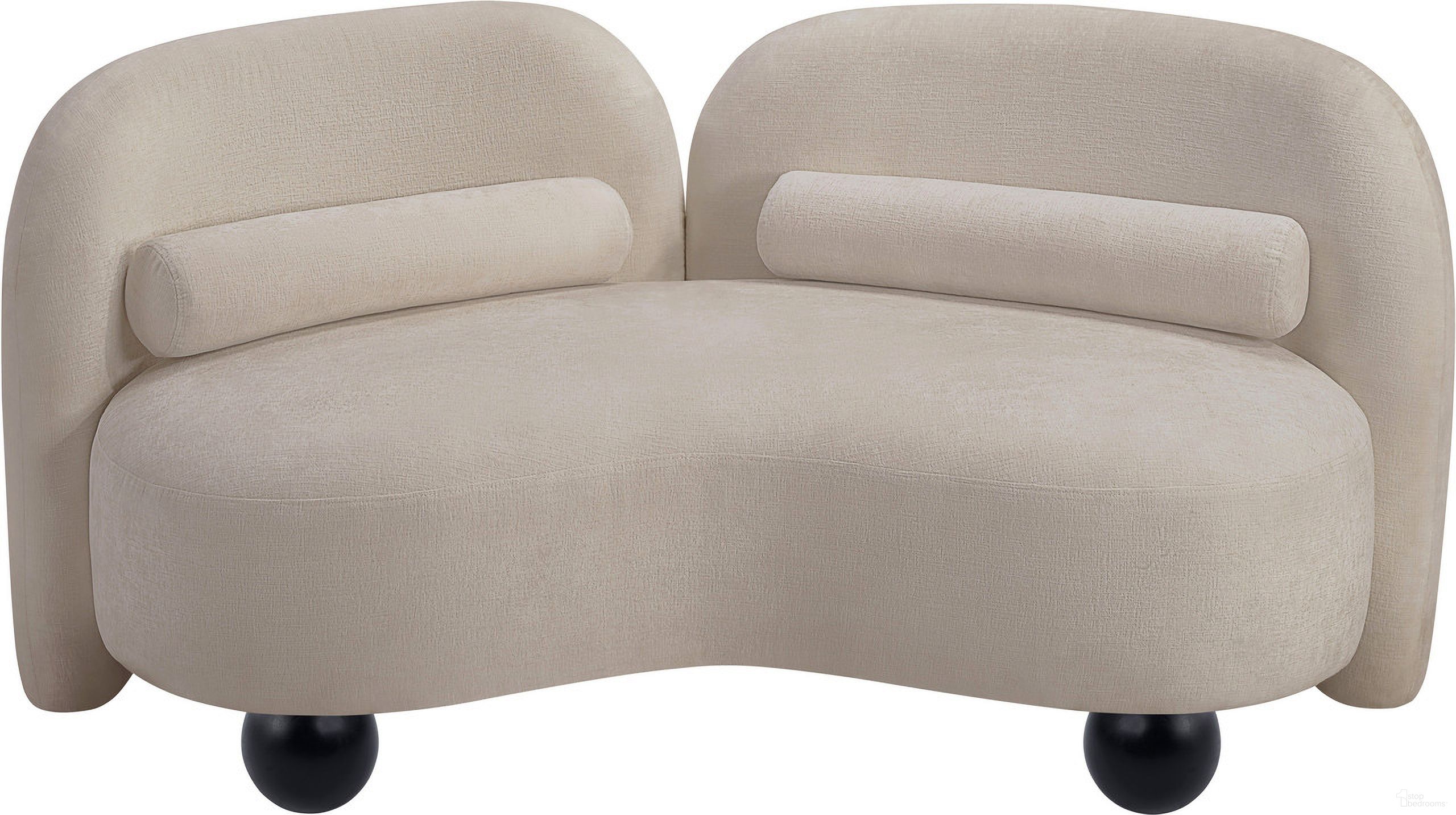Daphne Chenille Fabric Loveseat In Natural and Beige