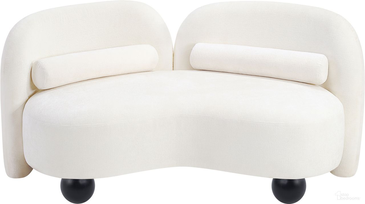 The appearance of Daphne Chenille Fabric Loveseat In Natural and Cream and Black designed by Meridian in the modern / contemporary interior design. This natural/cream/black piece of furniture was selected by 1StopBedrooms from Daphne Collection to add a touch of cosiness and style into your home. Sku: 44001Cream-L. Material: Chenille.
