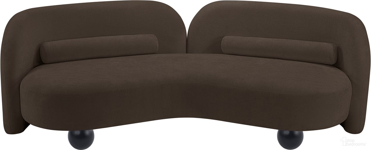 The appearance of Daphne Chenille Fabric Sofa In Natural Brown and Black designed by Meridian in the modern / contemporary interior design. This natural brown and black piece of furniture was selected by 1StopBedrooms from Daphne Collection to add a touch of cosiness and style into your home. Sku: 44001Brown-S. Material: Chenille.