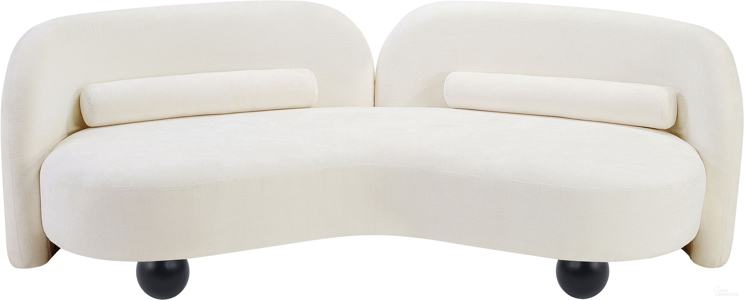 Daphne Chenille Fabric Sofa In Natural and Cream and Black