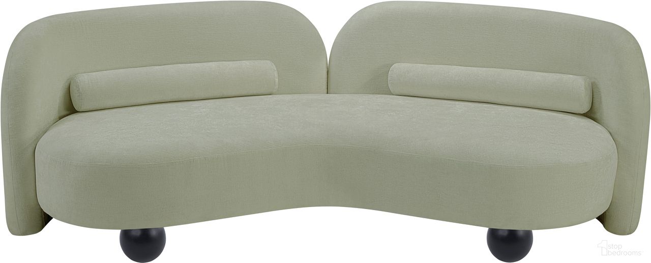The appearance of Daphne Chenille Fabric Sofa In Mint and Black designed by Meridian in the modern / contemporary interior design. This mint and black piece of furniture  was selected by 1StopBedrooms from Daphne Collection to add a touch of cosiness and style into your home. Sku: 44001Mint-S. Material: Chenille.
