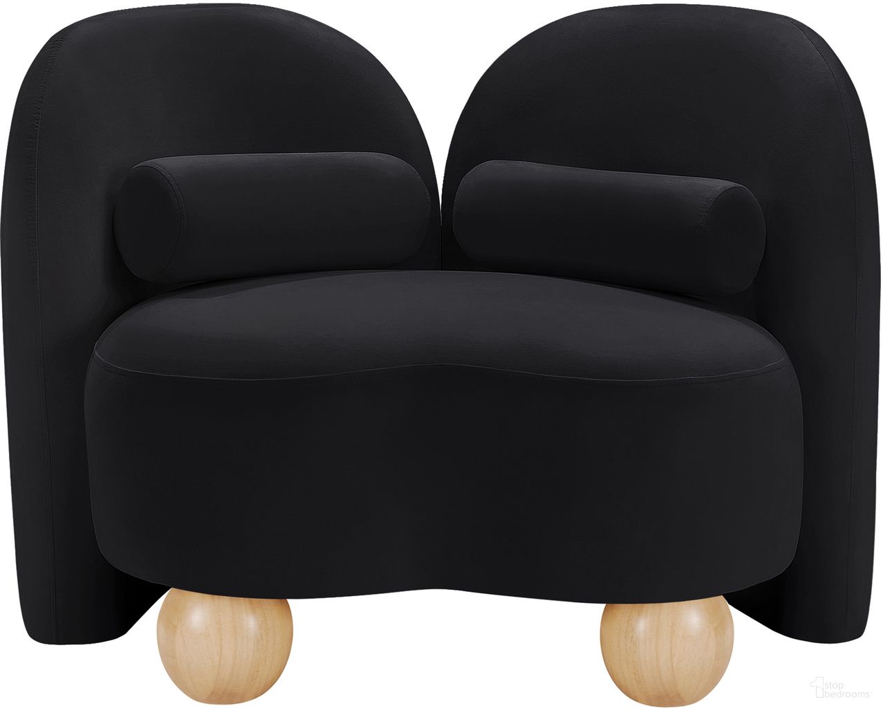 Daphne Velvet Chair In Black and Natural