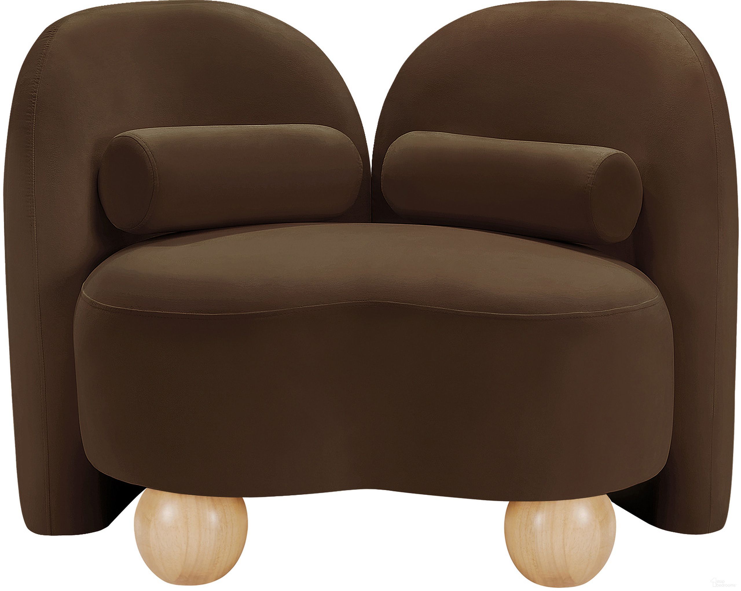 The appearance of Daphne Velvet Chair In Natural Brown and Black designed by Meridian in the modern / contemporary interior design. This natural brown and black piece of furniture was selected by 1StopBedrooms from Daphne Collection to add a touch of cosiness and style into your home. Sku: 44002Brown-C. Material: Velvet.