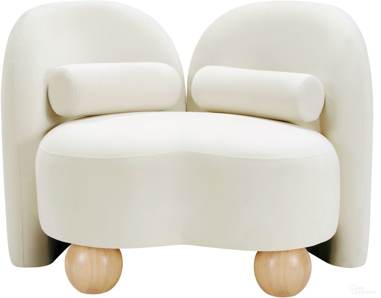 Daphne Velvet Chair In Natural and Cream and Black