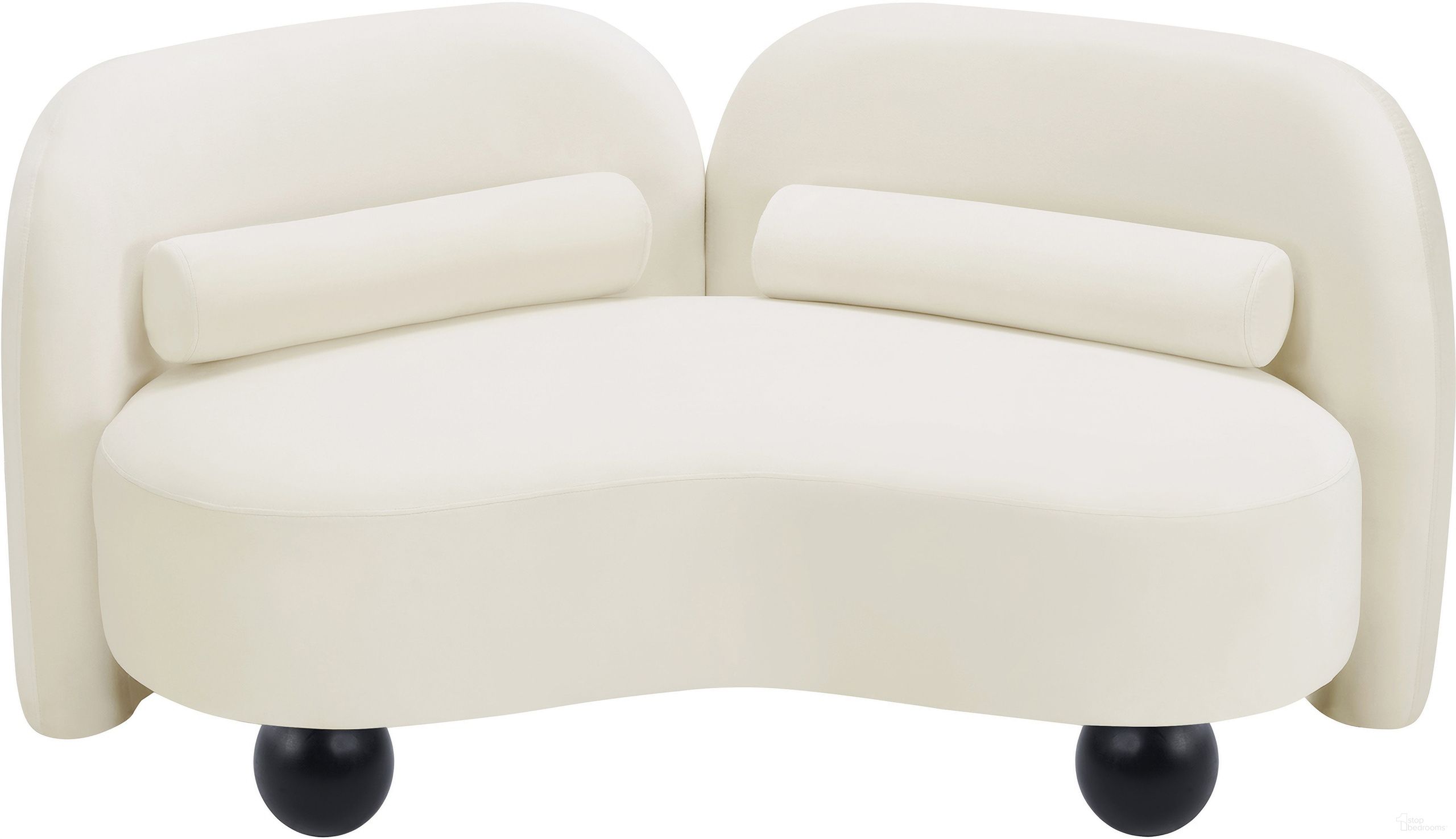 The appearance of Daphne Velvet Loveseat In Natural and Cream and Black designed by Meridian in the modern / contemporary interior design. This natural/cream/black piece of furniture was selected by 1StopBedrooms from Daphne Collection to add a touch of cosiness and style into your home. Sku: 44002Cream-L. Material: Velvet.