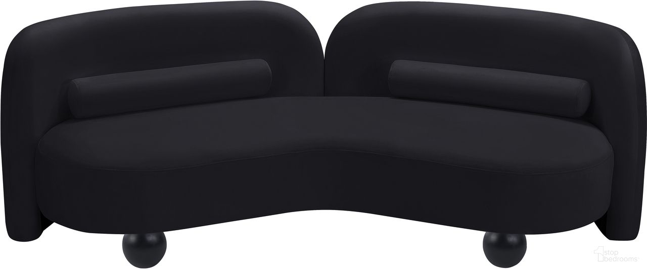 Daphne Velvet Sofa In Black and Natural