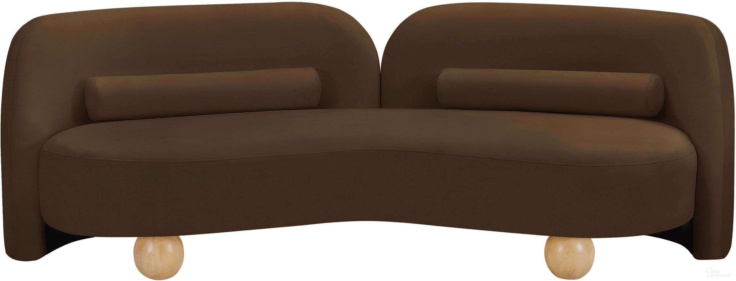 The appearance of Daphne Velvet Sofa In Natural Brown and Black designed by Meridian in the modern / contemporary interior design. This natural brown and black piece of furniture was selected by 1StopBedrooms from Daphne Collection to add a touch of cosiness and style into your home. Sku: 44002Brown-S. Material: Velvet.