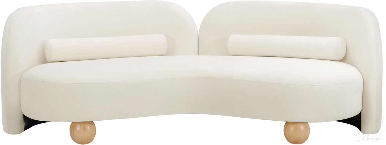 Daphne Velvet Sofa In Natural and Cream and Black