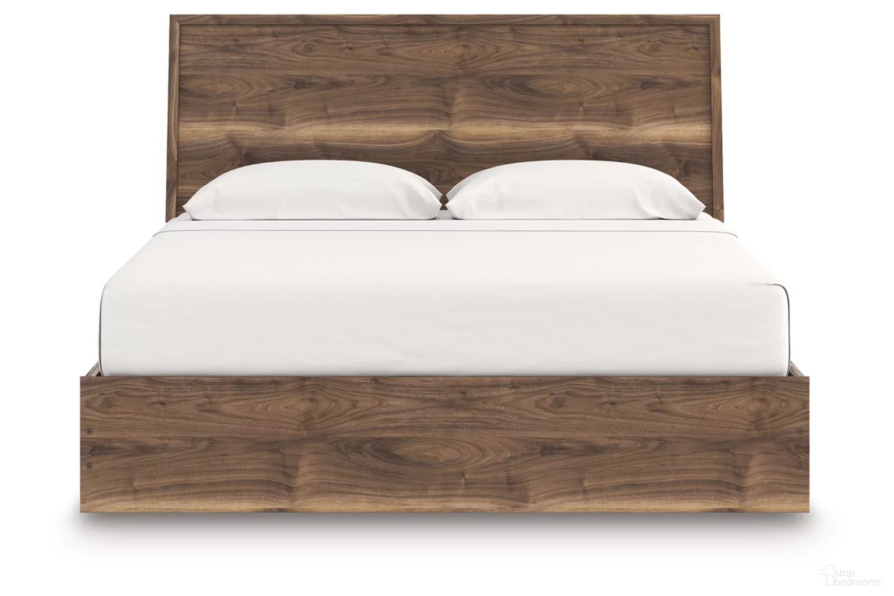 The appearance of Darcalli King Panel Bed In Brown designed by Signature Design by Ashley in the transitional interior design. This brown piece of furniture was selected by 1StopBedrooms from Darcalli Collection to add a touch of cosiness and style into your home. Sku: B100-14;NCB3367-56;NCB3367-58;NCB3367-95. Bed Type: Panel Bed. Bed Size: King. Material: Engineered Wood.
