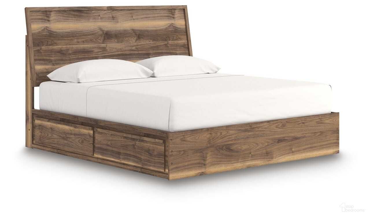 Darcalli King Panel Bed with Storage In Brown