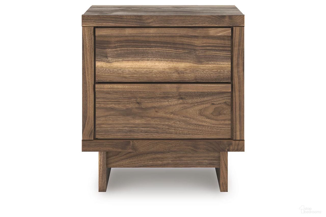 The appearance of Darcalli Nightstand In Brown designed by Signature Design by Ashley in the transitional interior design. This brown piece of furniture  was selected by 1StopBedrooms from Darcalli Collection to add a touch of cosiness and style into your home. Sku: NCB3367-92. Material: Wood.