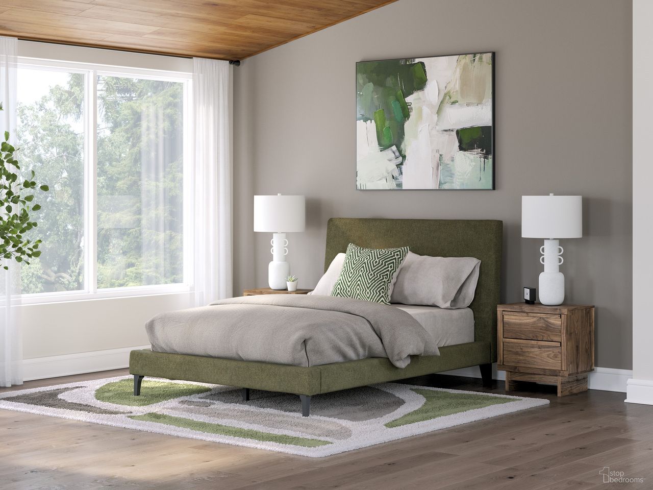 The appearance of Darcalli Youth Upholstered Bedroom Set In Sage Green designed by Signature Design by Ashley in the transitional interior design. This sage green piece of furniture was selected by 1StopBedrooms from Darcalli Collection to add a touch of cosiness and style into your home. Sku: NCB3367-72;NCB3367-92. Material: Fabric. Bed Size: Full.