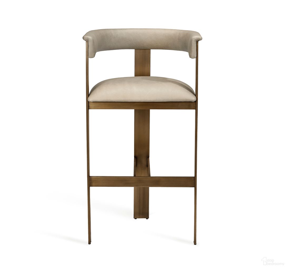 The appearance of Darcy Bar Stool In Taupe designed by Interlude Home in the modern / contemporary interior design. This taupe piece of furniture was selected by 1StopBedrooms from Darcy Collection to add a touch of cosiness and style into your home. Sku: 148103. Material: Stainless Steel.