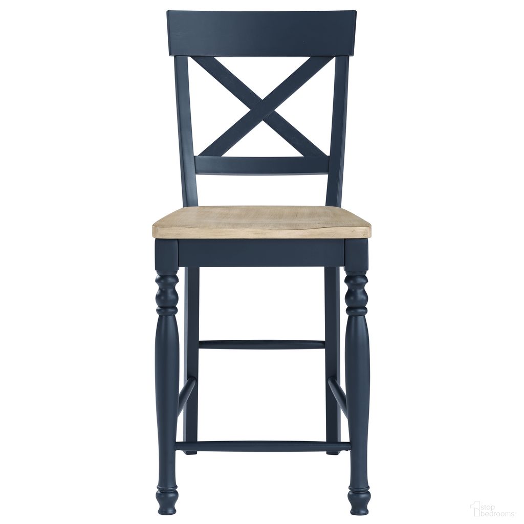 The appearance of Darcy Counter Chair Set of 2 In Blue designed by Steve Silver in the transitional interior design. This blue piece of furniture was selected by 1StopBedrooms from Darcy Collection to add a touch of cosiness and style into your home. Sku: DAR500BCC. Material: Plywood.